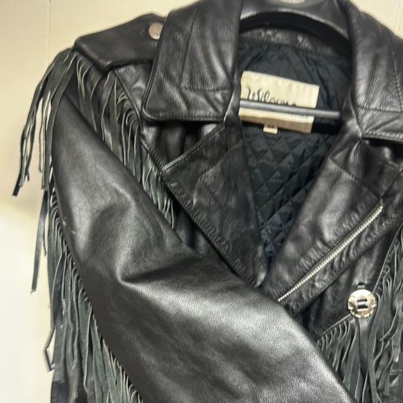 Vintage Wilson Black Leather Fringe Motorcycle Jacket - Picture 4 of 16